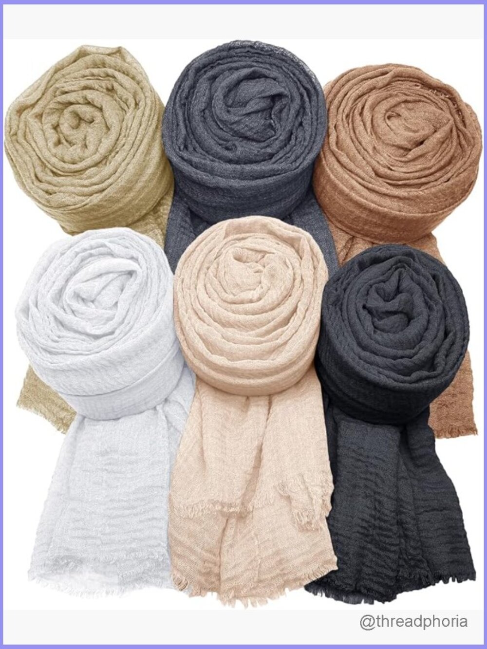 6 Piece Soft Shawl and Wrap Set Long Scarf Big Head Scarf